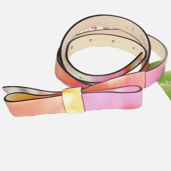 Kate Spade Skinny Bow Leather Belt Multi Color Made in Italy - Picture 1 of 2